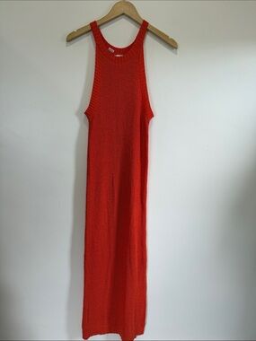 NWOT Hunter & Brown Sleeveless Knitted Maxi Dress in Bright Orange
